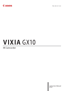 Manual Canon VIXIA GX10 Camcorder