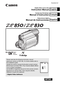 Manual Canon ZR830 Camcorder