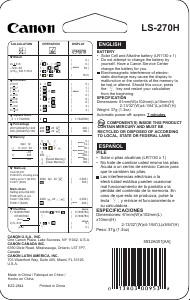 Manual de uso Canon LS-270H Calculadora