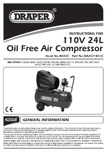 Handleiding Draper 110V 24L Compressor