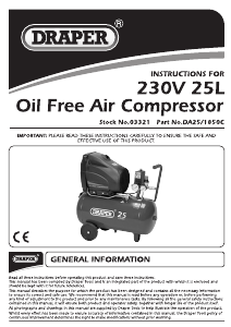 Manual Draper 230V 25L Compressor