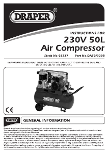 Manual Draper 230V 50L Compressor