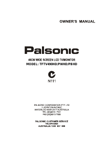 Handleiding Palsonic TFTV490 PBHD LCD televisie