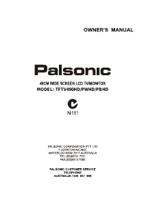 Manual Palsonic TFTV490HD LCD Television