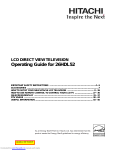 Manual Hitachi 26HDL52 LCD Television