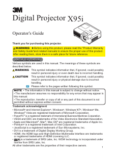 Manual 3M X95i Projector