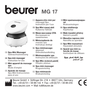 Manual Beurer MG 17 Massajador