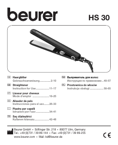 Manual de uso Beurer HS 30 Plancha de pelo