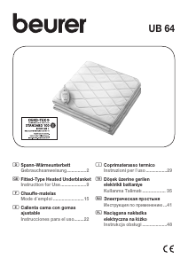 Manual Beurer UB 64 Electric Blanket