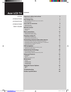 Manual Acer AT2602 LCD Television