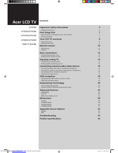 Manual Acer AT2604 LCD Television
