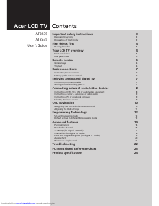 Manual Acer AT2635 LCD Television