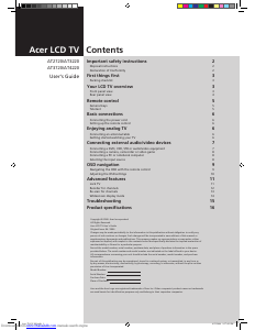 Manual Acer AT3220 LCD Television