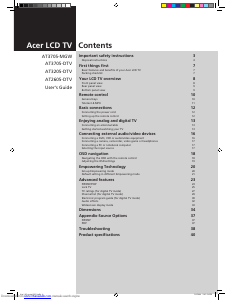 Manual Acer AT3705-MGW LCD Television