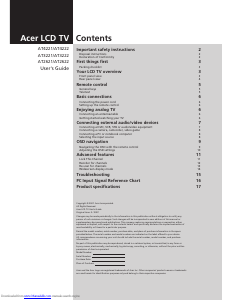 Manual Acer AT4221 LCD Television