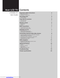 Manual Acer AT4250B-ATV LCD Television