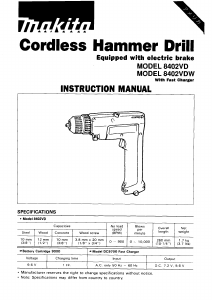 Manual Makita 8402VD Impact Drill