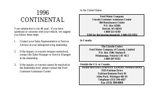 Manual Lincoln Continental (1996)
