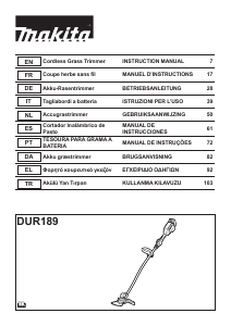 Manual Makita DUR189 Aparador de relva