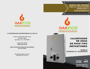 Manual de uso Gaxeco ECO6000-LP Caldera de gas