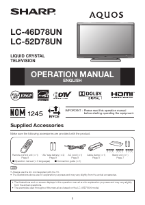 Manual Sharp AQUOS LC-46D78UN LCD Television