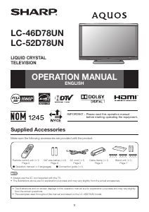 Manual Sharp AQUOS LC-52D78UN LCD Television