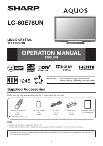 Manual Sharp AQUOS LC-60E78UN LCD Television