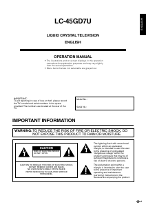 Manual Sharp LC-45GD7U LCD Television