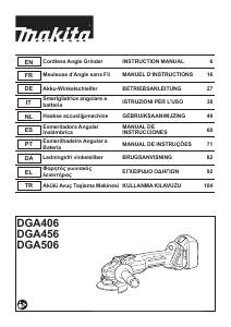 Manual Makita DGA456 Angle Grinder