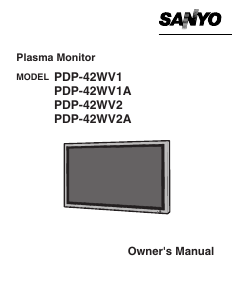 Manual Sanyo PDP-42WV1 Plasma Monitor