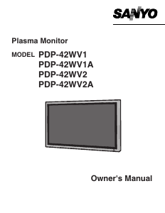 Manual Sanyo PDP-42WV1A Plasma Monitor