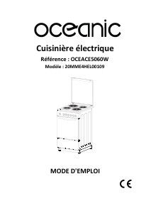 Mode d’emploi Oceanic OCEACE5060W Cuisinière