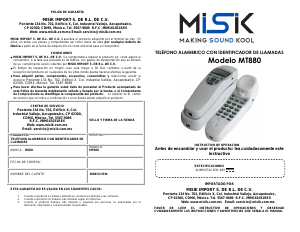 Manual de uso Misik MT880 Teléfono inalámbrico