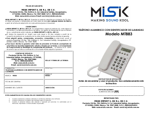 Manual de uso Misik MT883 Teléfono