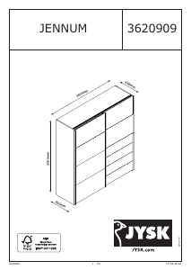 Käyttöohje JYSK Jennum (202x221x63) Vaatekaappi