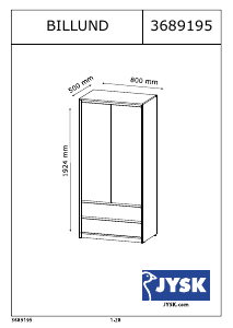 Manual JYSK Billund (80x192x50) Garderobă