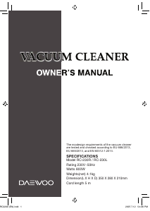 Manual Daewoo RC-230R Vacuum Cleaner