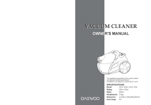 Manual Daewoo RCC-153L Vacuum Cleaner