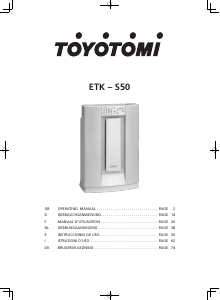 Handleiding Toyotomi ETK-S50 Luchtreiniger