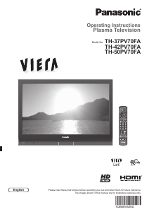 Manual Panasonic TH-37PV70FA Viera Plasma Television