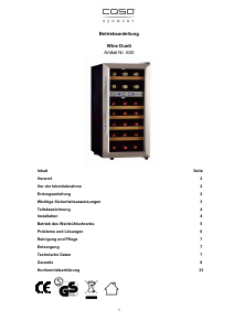 Manual Caso WineDuett 21 Wine Cabinet