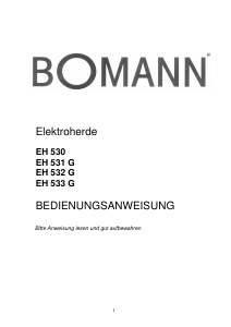 Bedienungsanleitung Bomann EH 531 G Herd