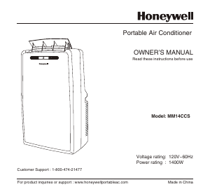 Manual Honeywell MM14CCS Air Conditioner