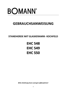 Bedienungsanleitung Bomann EHC 548 Herd