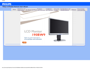 Bedienungsanleitung Philips 190BW9CB LCD monitor