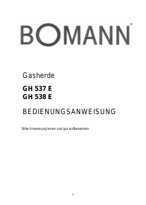 Bedienungsanleitung Bomann GH 538 E Herd