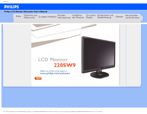 Bedienungsanleitung Philips 220SW9FS LCD monitor