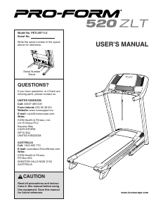 Manual Pro-Form 520 ZLT Treadmill