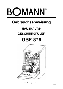 Bedienungsanleitung Bomann GSP 876 Geschirrspüler