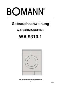 Bedienungsanleitung Bomann WA 9310 Waschmaschine